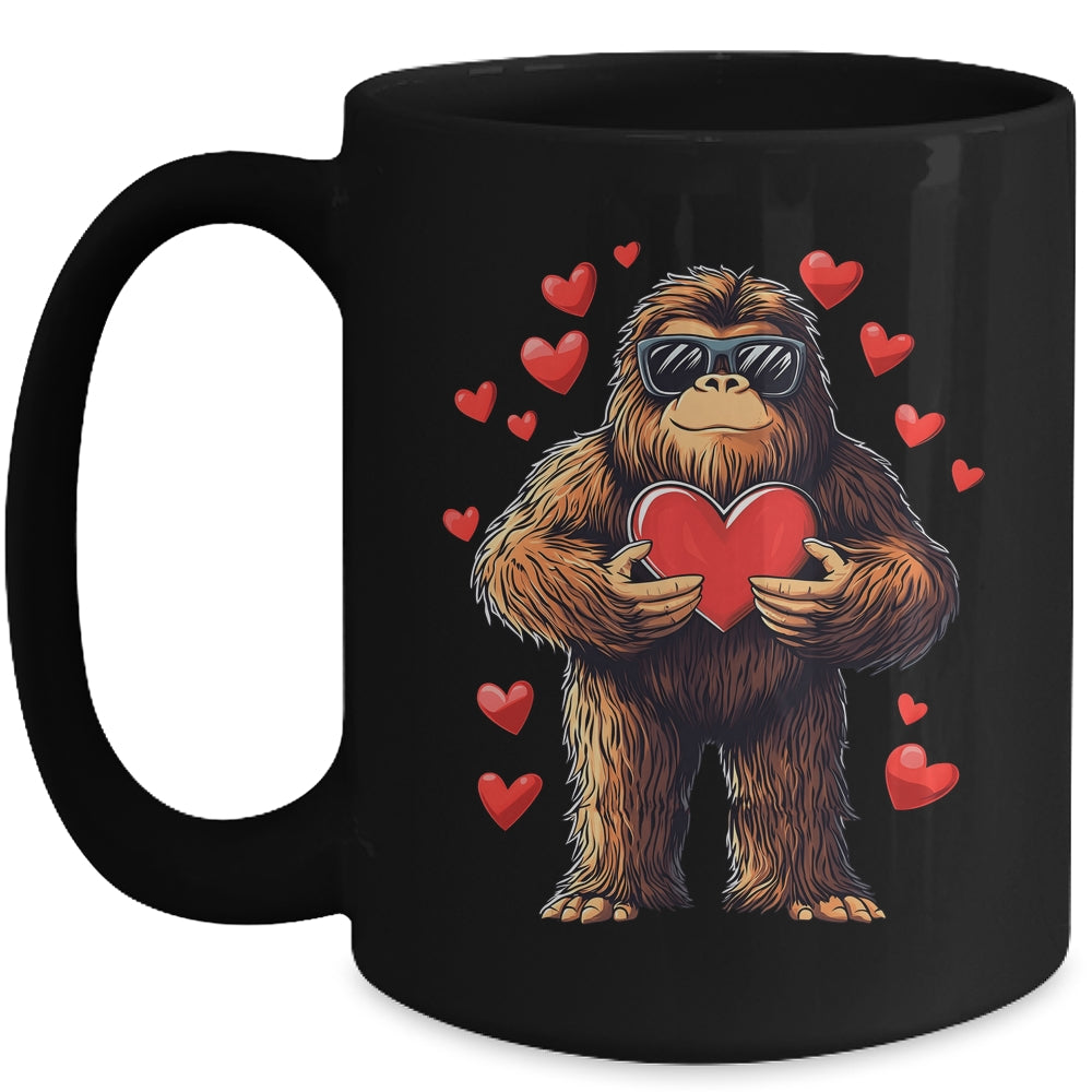 Funny Valentines Day Bigfoot Heart Sunglasses Sasquatch Boys Mug | siriusteestore
