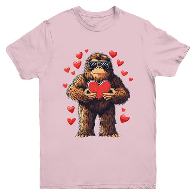 Funny Valentines Day Bigfoot Heart Sunglasses Sasquatch Boys Youth Shirt | siriusteestore