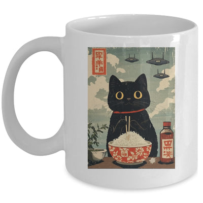 Funny Vintage Japanese Cute Cat UFOs Alien Men Women Kids Mug | siriusteestore