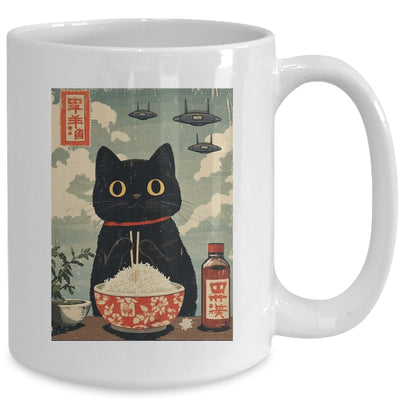 Funny Vintage Japanese Cute Cat UFOs Alien Men Women Kids Mug | siriusteestore