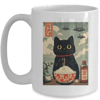 Funny Vintage Japanese Cute Cat UFOs Alien Men Women Kids Mug | siriusteestore