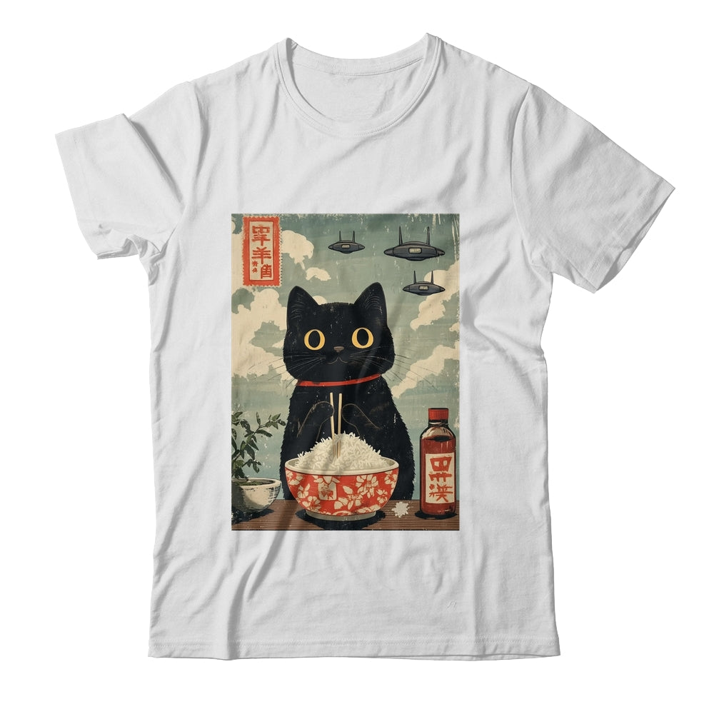 Funny Vintage Japanese Cute Cat UFOs Alien Men Women Kids Shirt & Tank Top | siriusteestore