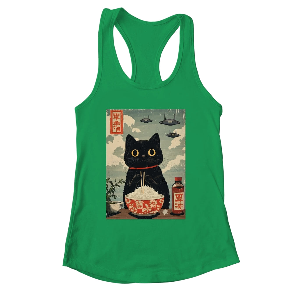 Funny Vintage Japanese Cute Cat UFOs Alien Men Women Kids Shirt & Tank Top | siriusteestore