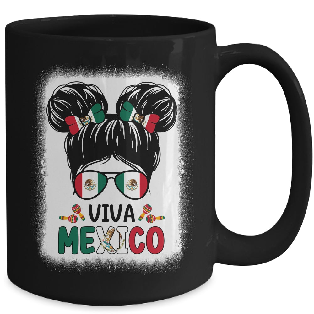 Funny Viva Mexico Mexican Independence Messy Bun Hair Kids Mug | siriusteestore