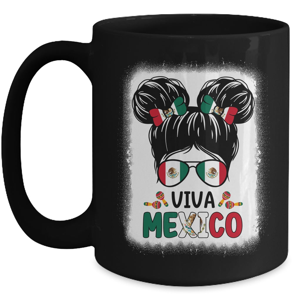 Funny Viva Mexico Mexican Independence Messy Bun Hair Kids Mug | siriusteestore