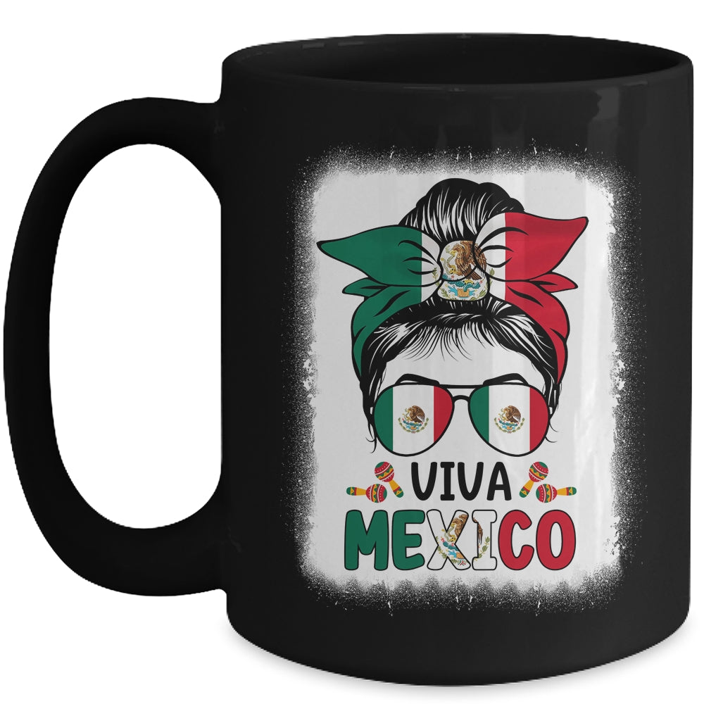 Funny Viva Mexico Mexican Independence Messy Bun Hair Mug | siriusteestore