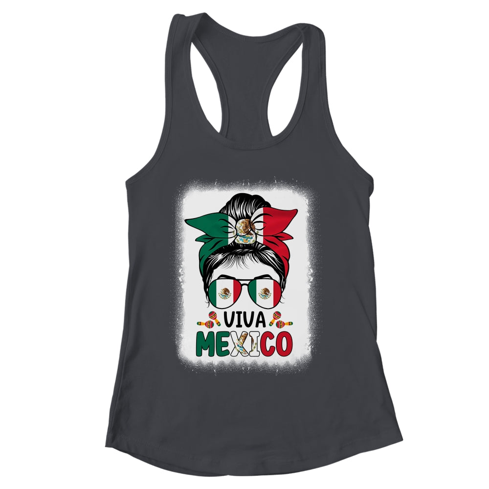 Funny Viva Mexico Mexican Independence Messy Bun Hair Shirt & Tank Top | siriusteestore