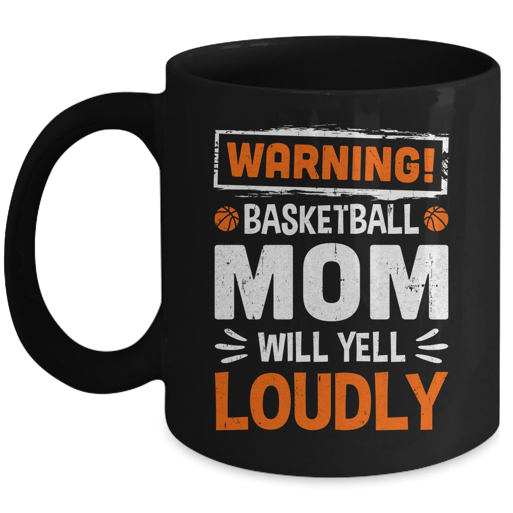 Funny Volleyball Mom Warning Volleyball Mom Will Yell Loudly Mug | siriusteestore