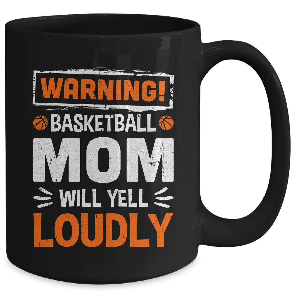 Funny Volleyball Mom Warning Volleyball Mom Will Yell Loudly Mug | siriusteestore