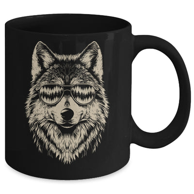 Funny Wolf Cool Rock And Roll Graphic Sunglasses Mug | siriusteestore