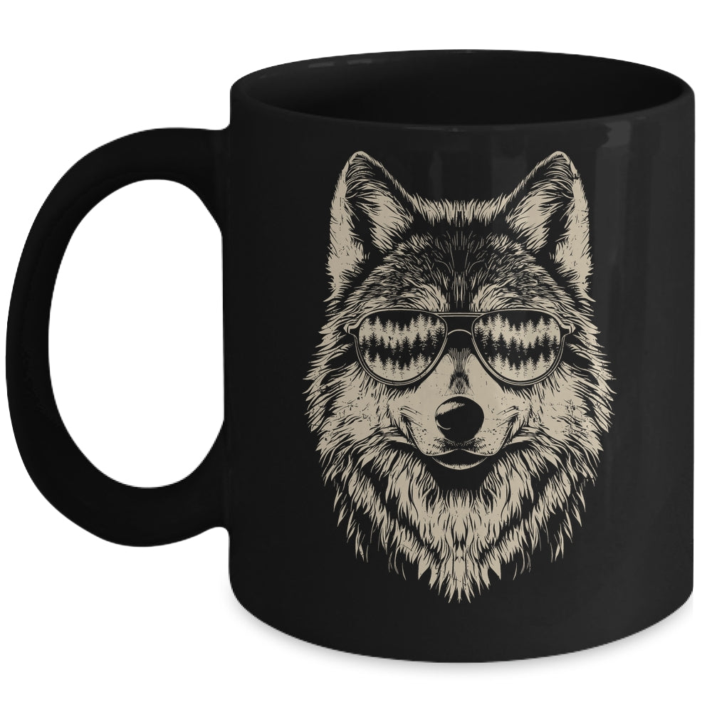 Funny Wolf Cool Rock And Roll Graphic Sunglasses Mug | siriusteestore