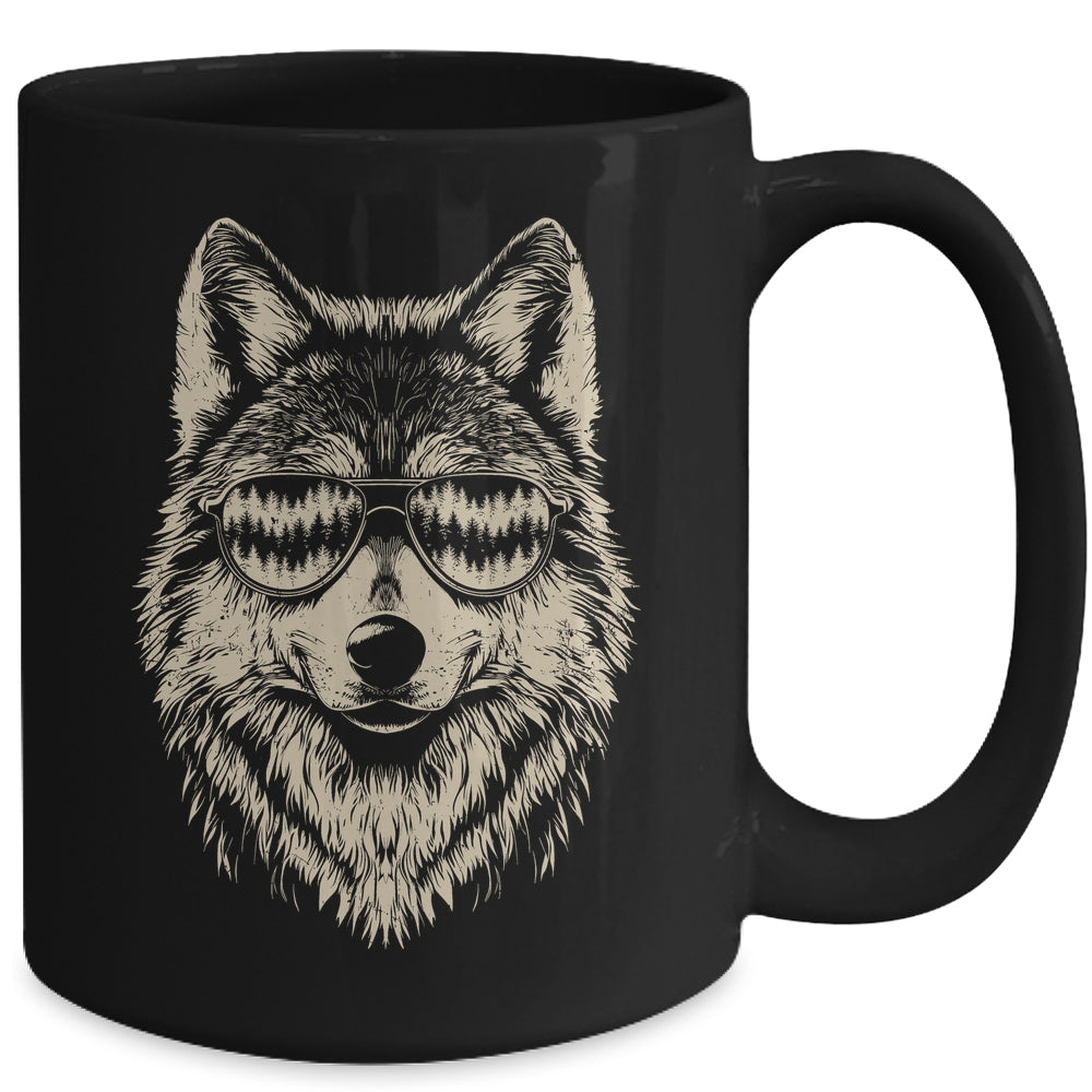 Funny Wolf Cool Rock And Roll Graphic Sunglasses Mug | siriusteestore