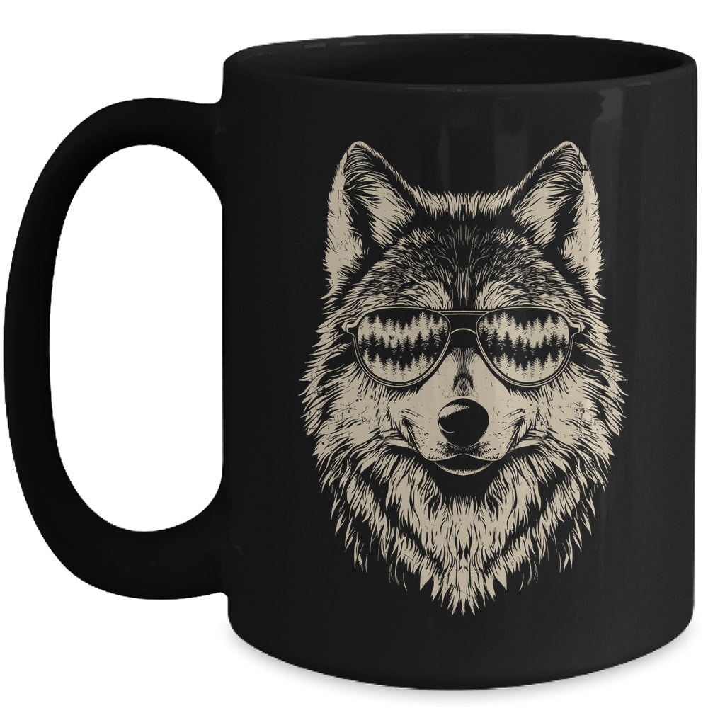 Funny Wolf Cool Rock And Roll Graphic Sunglasses Mug | siriusteestore
