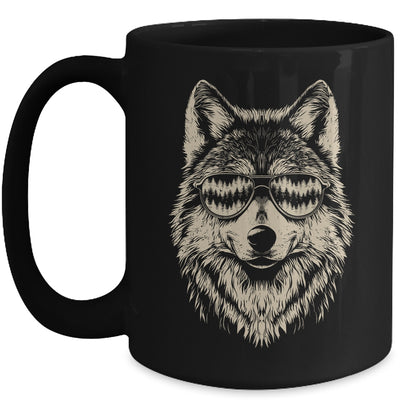 Funny Wolf Cool Rock And Roll Graphic Sunglasses Mug | siriusteestore