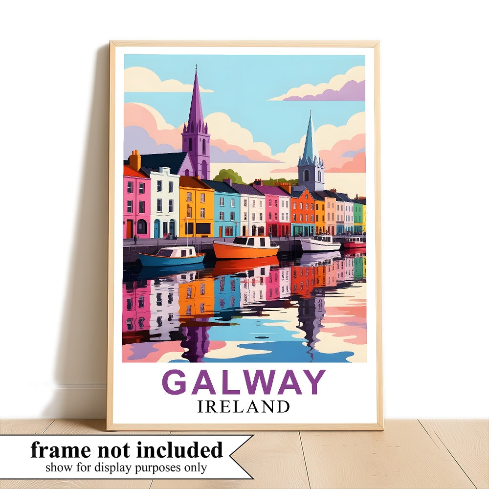Galway Ireland Poster Artistic Cityscape Souvenir Perfect Wall Art Painting Print Picture Ideal For Travel Enthusiasts And Cultural Home Decor Office Decor Unframed | siriusteestore