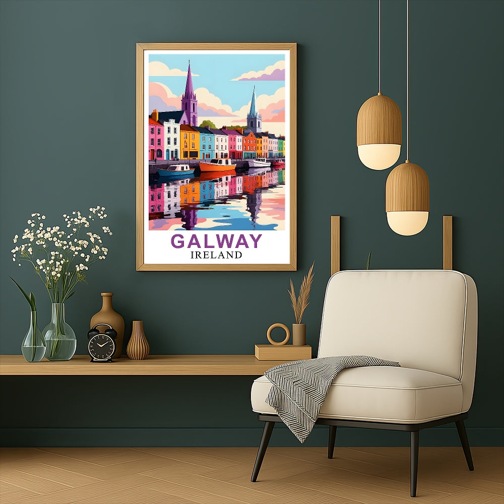 Galway Ireland Poster Artistic Cityscape Souvenir Perfect Wall Art Painting Print Picture Ideal For Travel Enthusiasts And Cultural Home Decor Office Decor Unframed | siriusteestore
