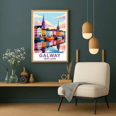 Galway Ireland Poster Artistic Cityscape Souvenir Perfect Wall Art Painting Print Picture Ideal For Travel Enthusiasts And Cultural Home Decor Office Decor Unframed | siriusteestore