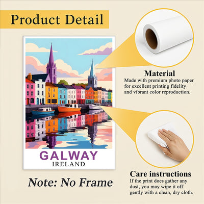 Galway Ireland Poster Artistic Cityscape Souvenir Perfect Wall Art Painting Print Picture Ideal For Travel Enthusiasts And Cultural Home Decor Office Decor Unframed | siriusteestore