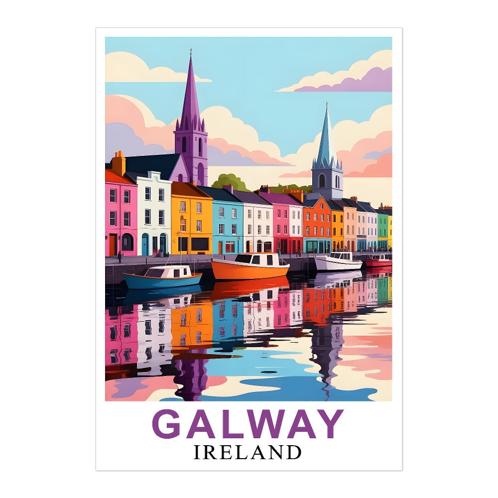 Galway Ireland Poster Artistic Cityscape Souvenir Perfect Wall Art Painting Print Picture Ideal For Travel Enthusiasts And Cultural Home Decor Office Decor Unframed | siriusteestore