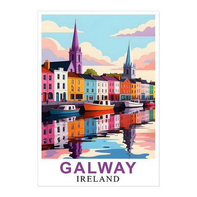 Galway Ireland Poster Artistic Cityscape Souvenir Perfect Wall Art Painting Print Picture Ideal For Travel Enthusiasts And Cultural Home Decor Office Decor Unframed | siriusteestore