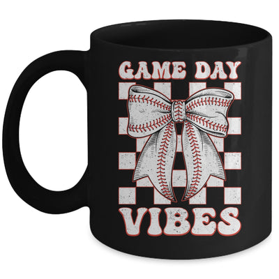 Game Day Vibes Coquette Bow Baseball Mama Mom Baseball Mug | siriusteestore