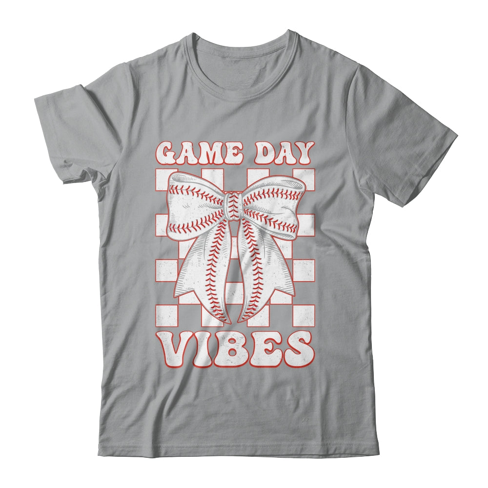 Game Day Vibes Coquette Bow Baseball Mama Mom Baseball Shirt & Tank Top | siriusteestore
