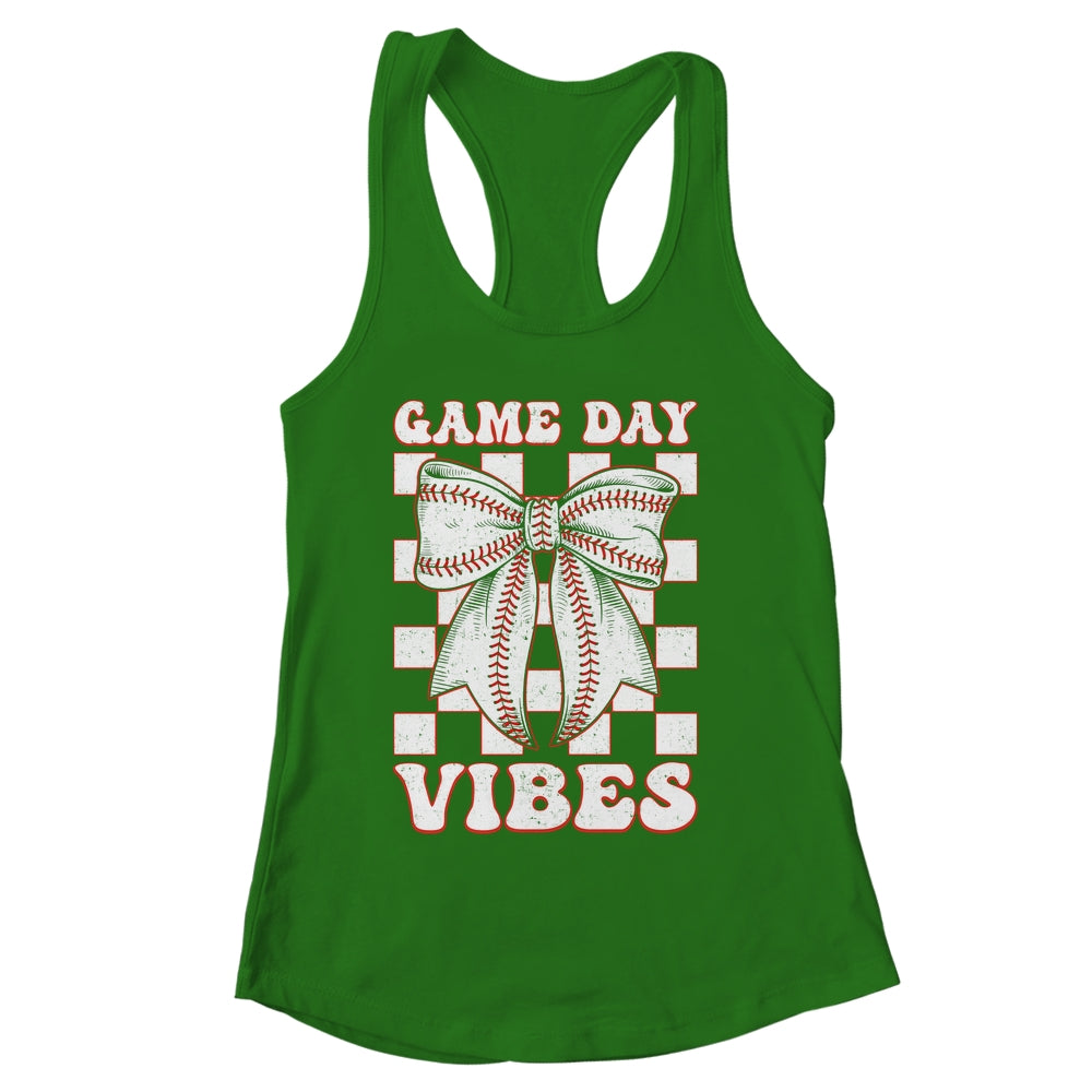 Game Day Vibes Coquette Bow Baseball Mama Mom Baseball Shirt & Tank Top | siriusteestore