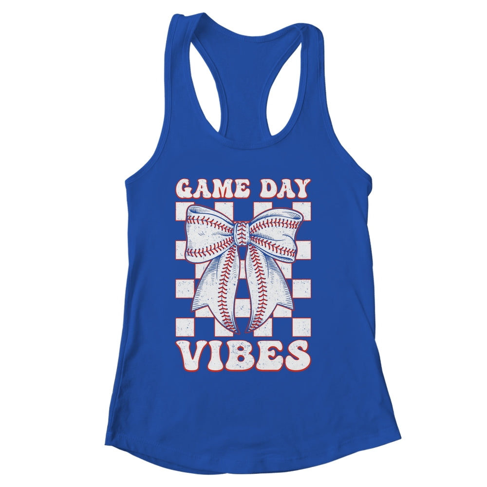 Game Day Vibes Coquette Bow Baseball Mama Mom Baseball Shirt & Tank Top | siriusteestore