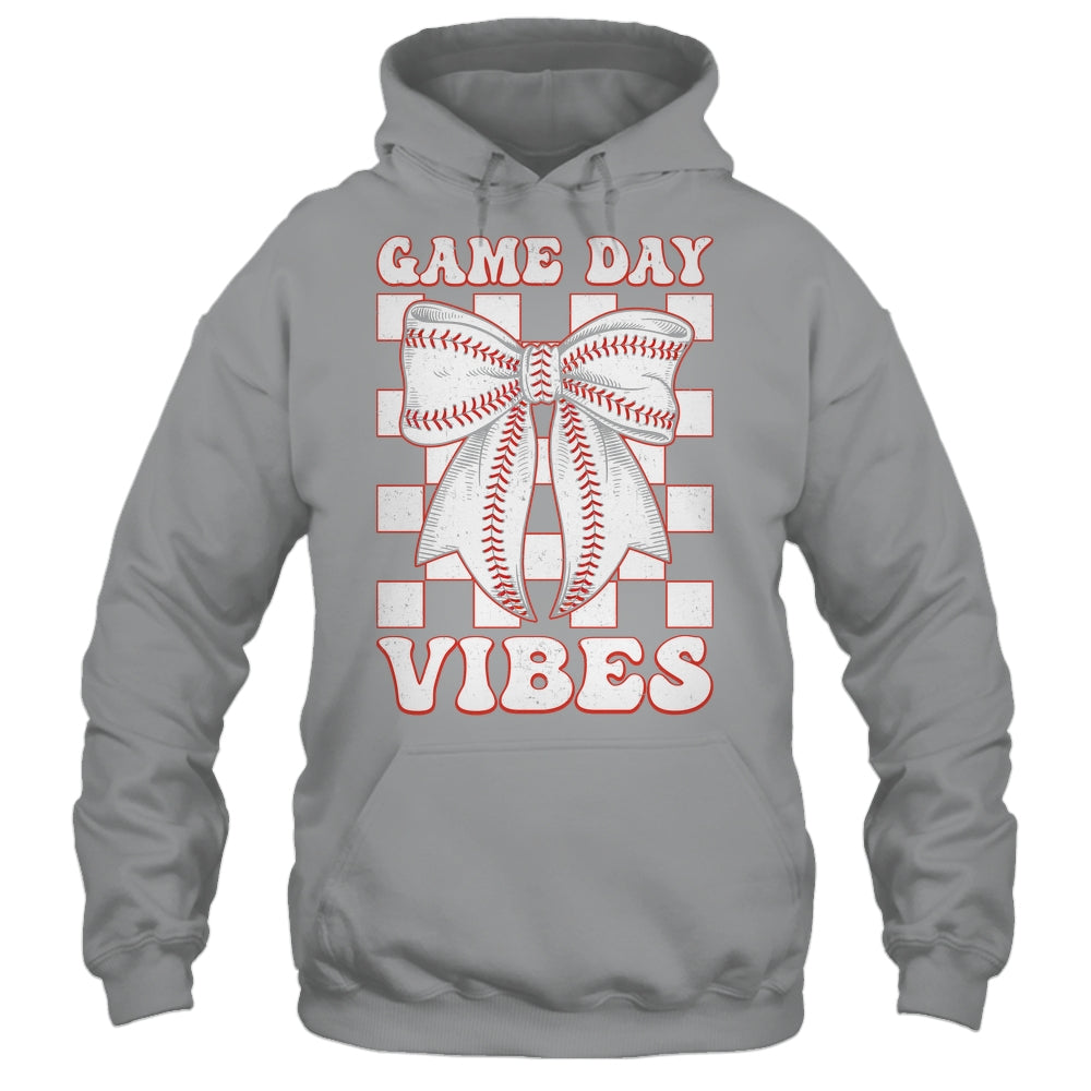 Game Day Vibes Coquette Bow Baseball Mama Mom Baseball Shirt & Tank Top | siriusteestore