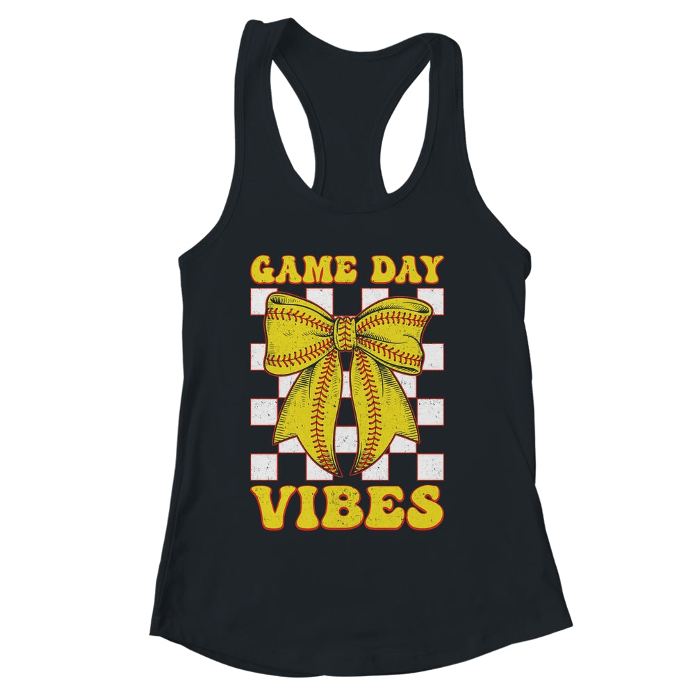 Game Day Vibes Coquette Bow Softball Mama Softball Girl Shirt & Tank Top | siriusteestore