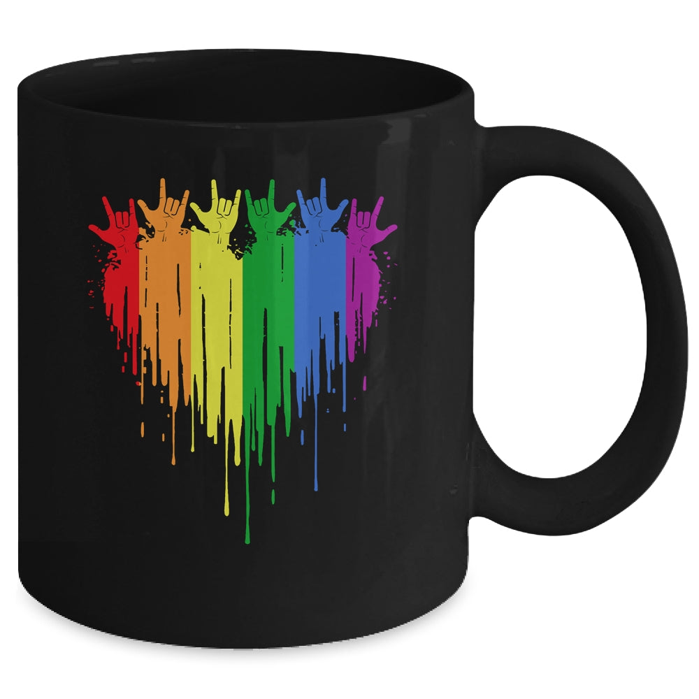 Gay Pride Rainbow Heart Graphic For LGBT Men Women Mug | siriusteestore