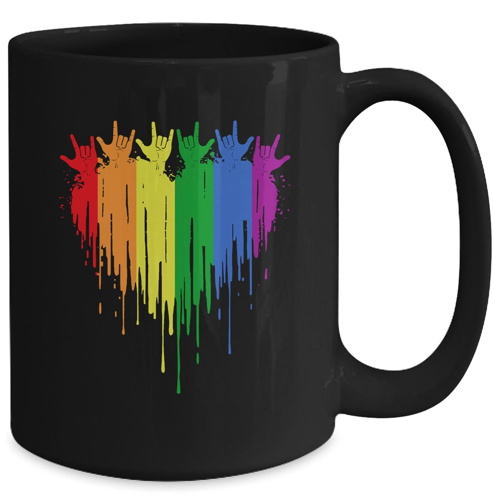 Gay Pride Rainbow Heart Graphic For LGBT Men Women Mug | siriusteestore