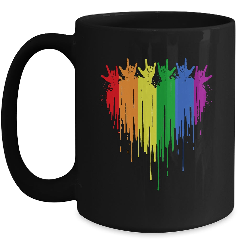 Gay Pride Rainbow Heart Graphic For LGBT Men Women Mug | siriusteestore