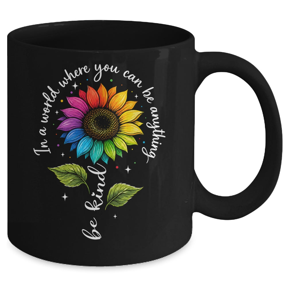 Gay Rainbow Sunflower Be Kind LGBT Pride Flower Women Men Mug | siriusteestore