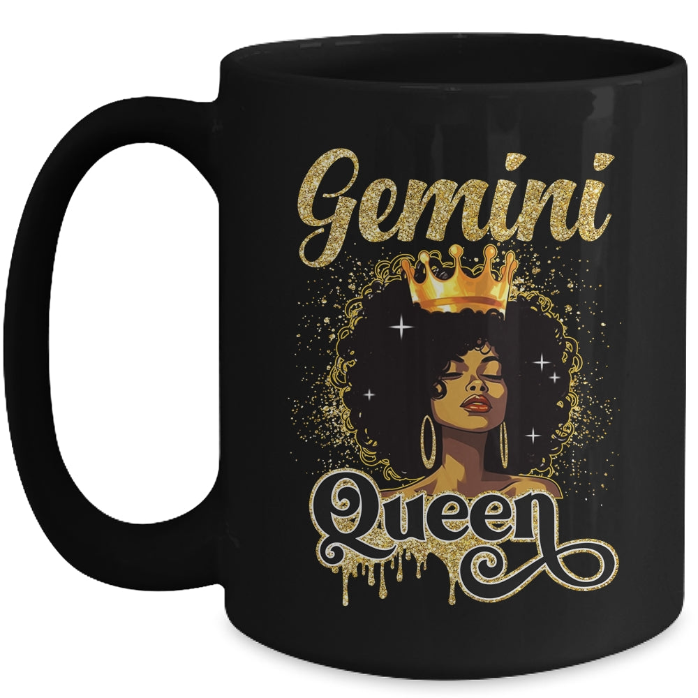 Gemini Queen Birthday Afro Girls Black Zodiac Birthday Mug | siriusteestore