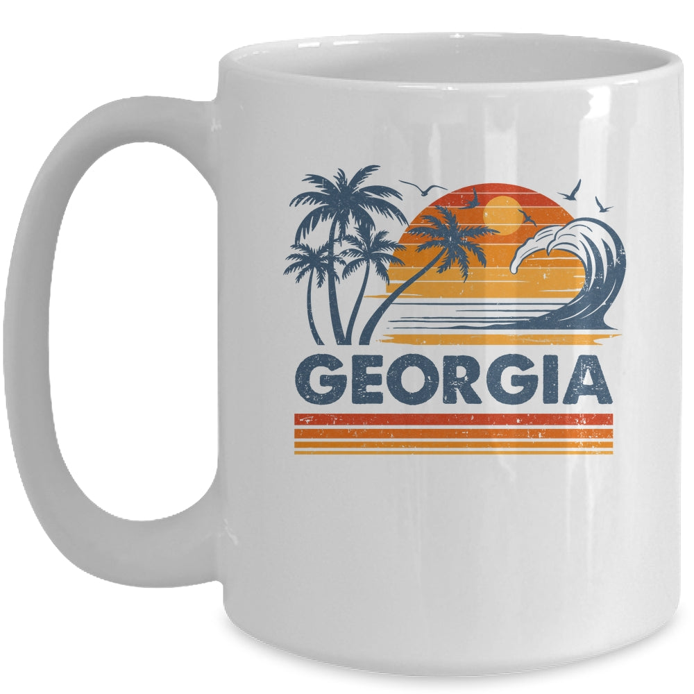 Georgia Vacation Sunset Cute 70s Vintage Retro Beach Mug | siriusteestore