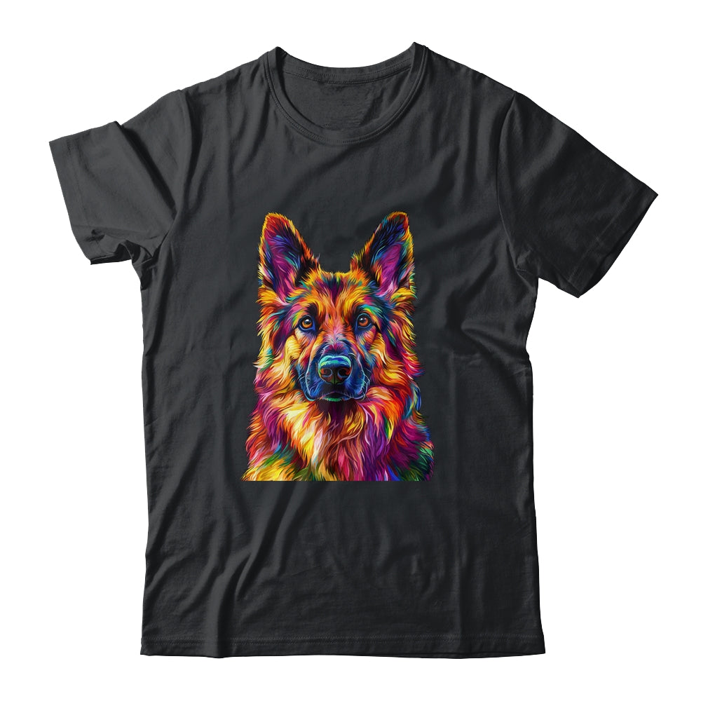 German Shepherd Dog Colorful Face Dog Lover Men Women Shirt & Tank Top | siriusteestore