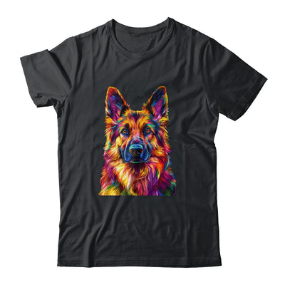 German Shepherd Dog Colorful Face Dog Lover Men Women Shirt & Tank Top | siriusteestore