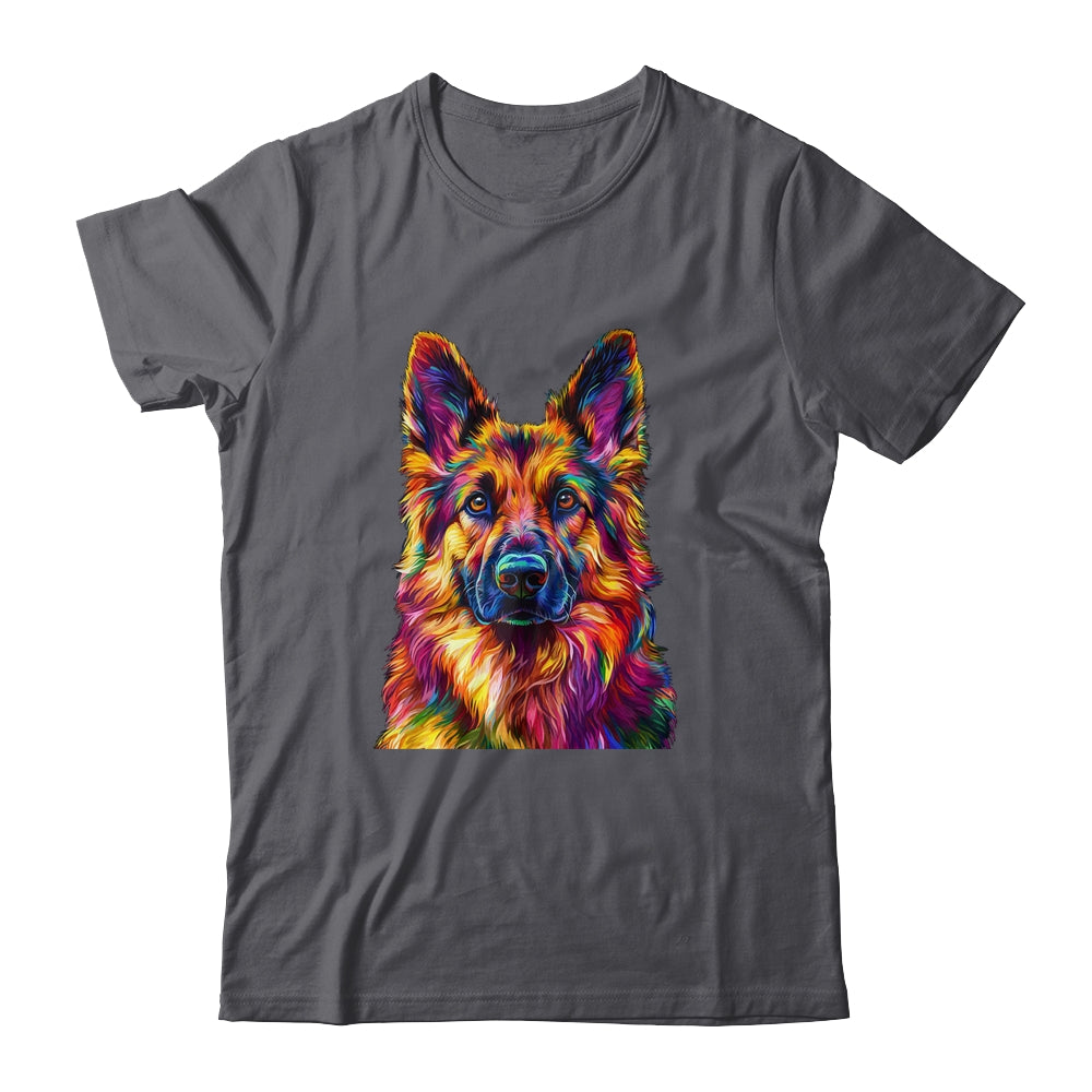 German Shepherd Dog Colorful Face Dog Lover Men Women Shirt & Tank Top | siriusteestore