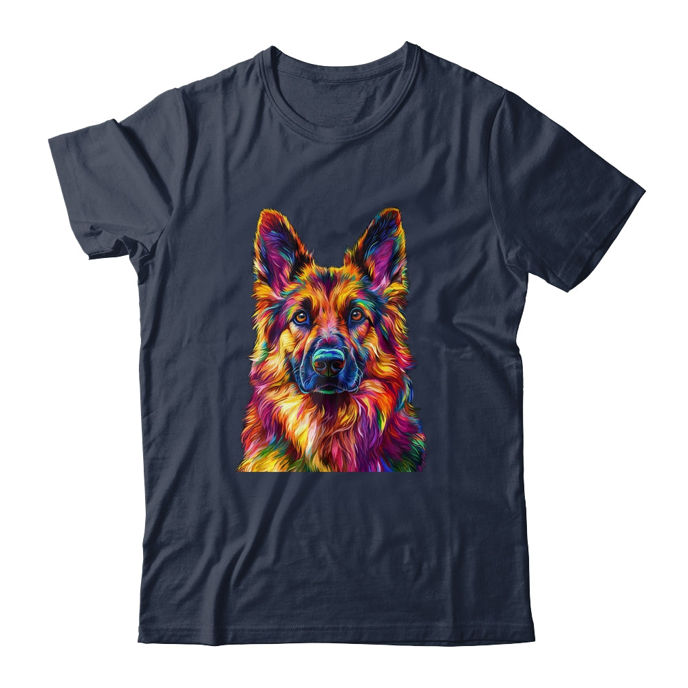 German Shepherd Dog Colorful Face Dog Lover Men Women Shirt & Tank Top | siriusteestore
