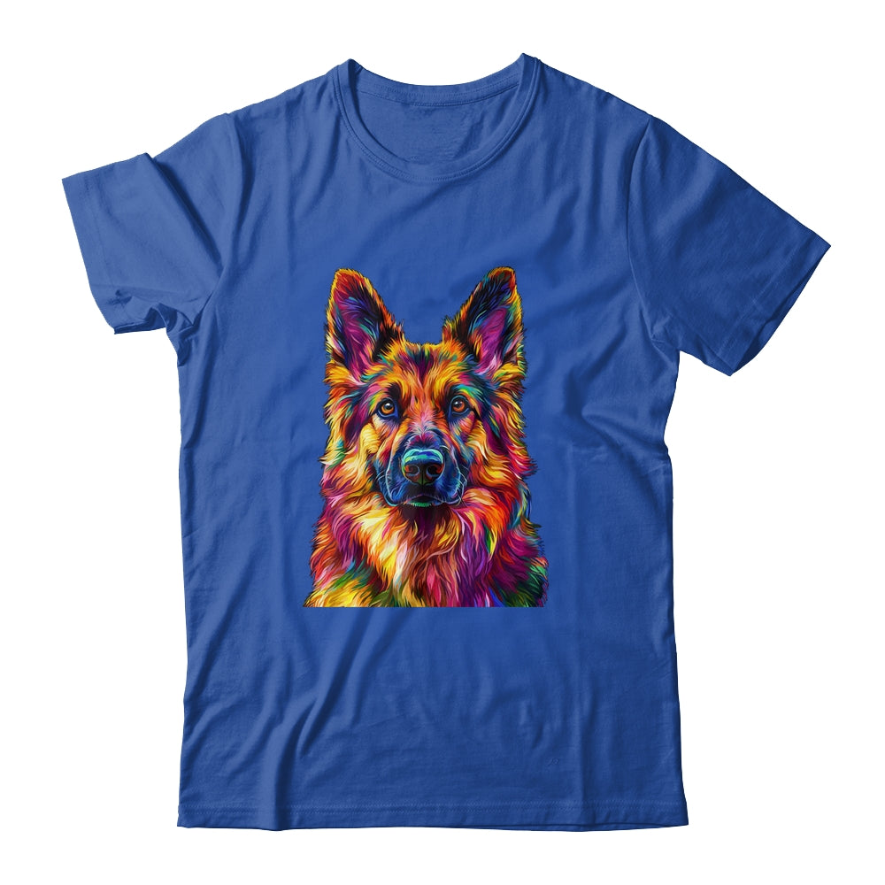 German Shepherd Dog Colorful Face Dog Lover Men Women Shirt & Tank Top | siriusteestore