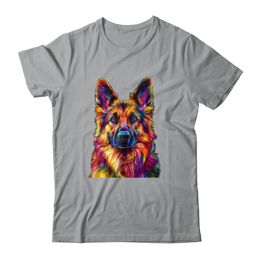 German Shepherd Dog Colorful Face Dog Lover Men Women Shirt & Tank Top | siriusteestore
