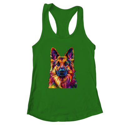 German Shepherd Dog Colorful Face Dog Lover Men Women Shirt & Tank Top | siriusteestore