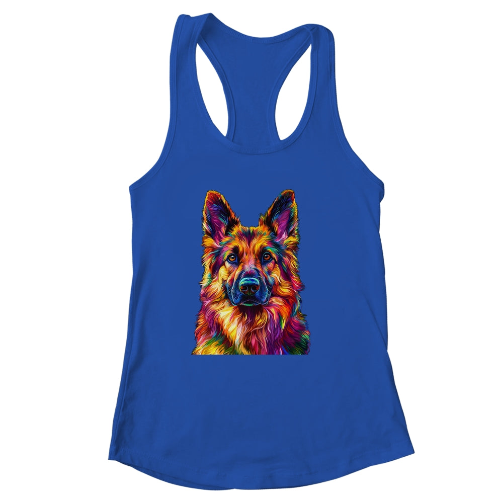 German Shepherd Dog Colorful Face Dog Lover Men Women Shirt & Tank Top | siriusteestore