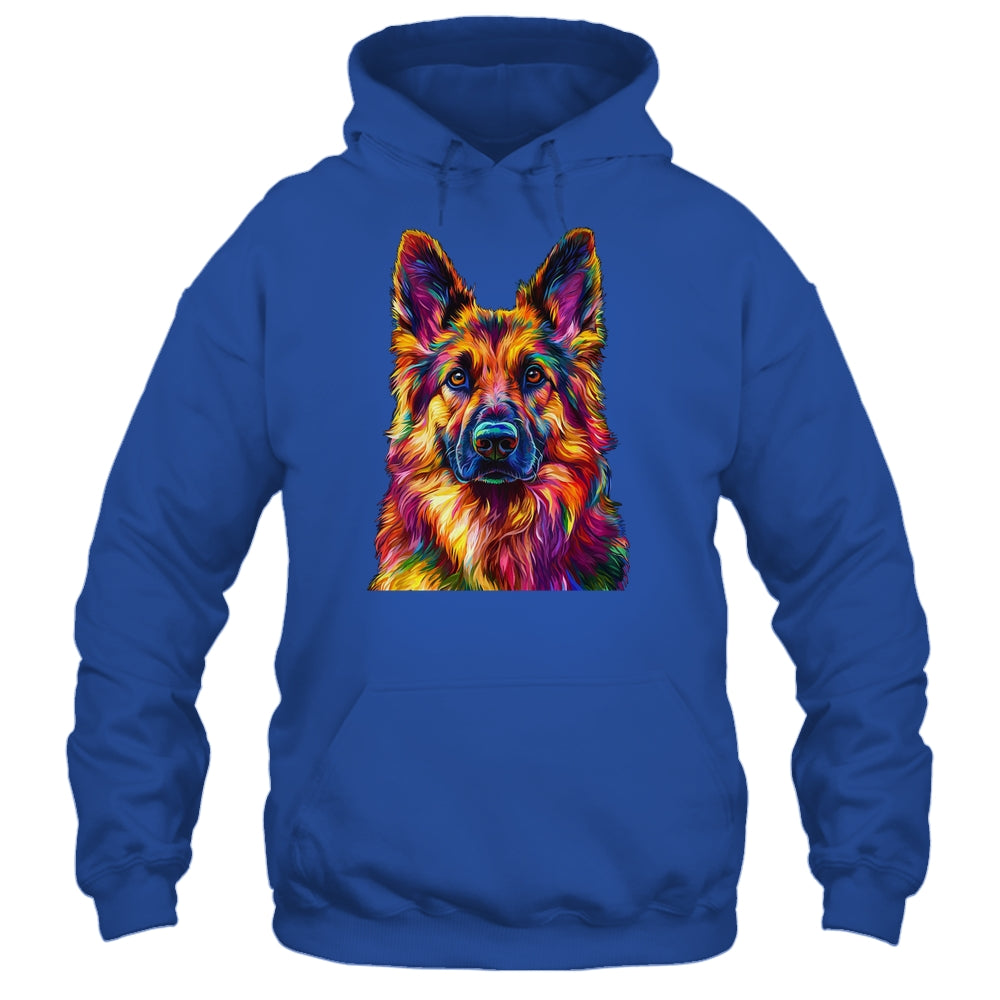 German Shepherd Dog Colorful Face Dog Lover Men Women Shirt & Tank Top | siriusteestore