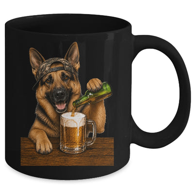 German Shepherd Drinking Beer Funny Dog Meme Fathers Day Mug | siriusteestore