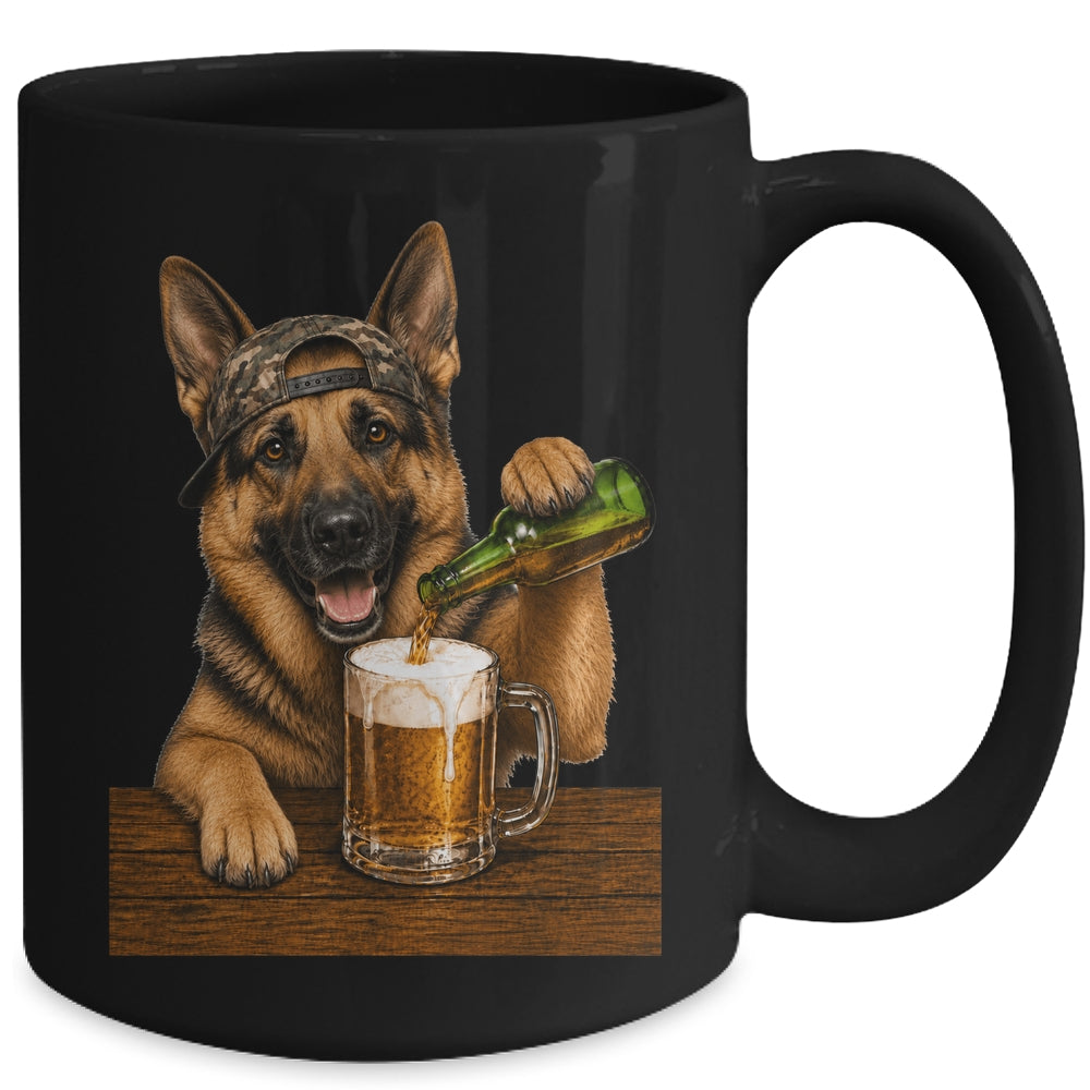 German Shepherd Drinking Beer Funny Dog Meme Fathers Day Mug | siriusteestore