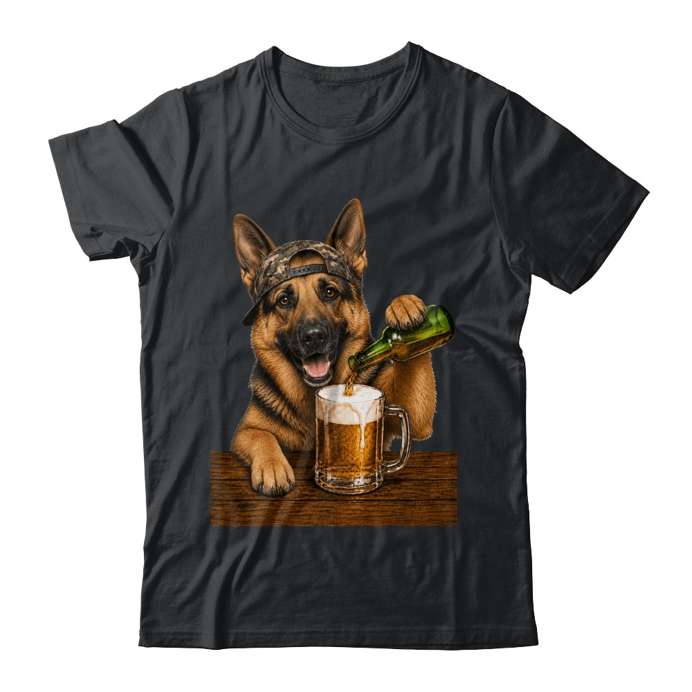 German Shepherd Drinking Beer Funny Dog Meme Fathers Day Shirt & Hoodie | siriusteestore
