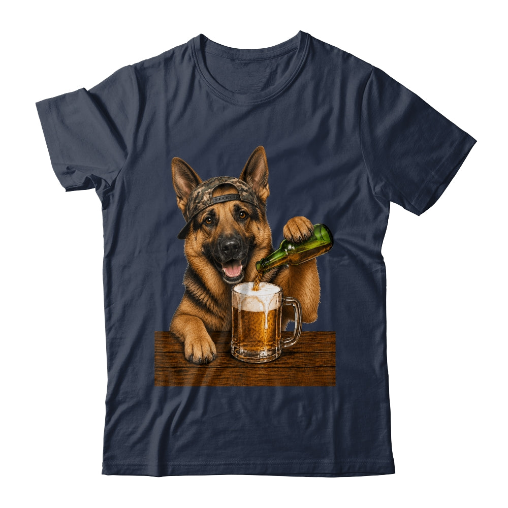 German Shepherd Drinking Beer Funny Dog Meme Fathers Day Shirt & Hoodie | siriusteestore