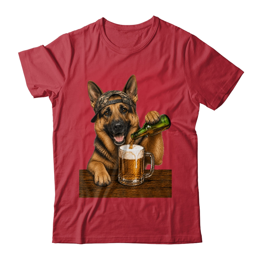 German Shepherd Drinking Beer Funny Dog Meme Fathers Day Shirt & Hoodie | siriusteestore